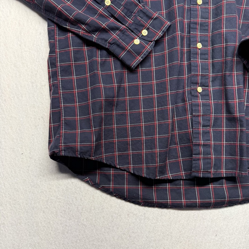 Tommy Hilfiger Shirt Mens XL  Blue Plaid Button Down Long Sleeve Flag Logo VTG - Picture 9 of 16